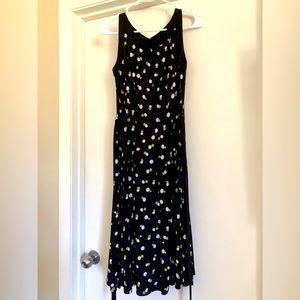 👗 Glamour Dress Black with White and Green dots Size 6